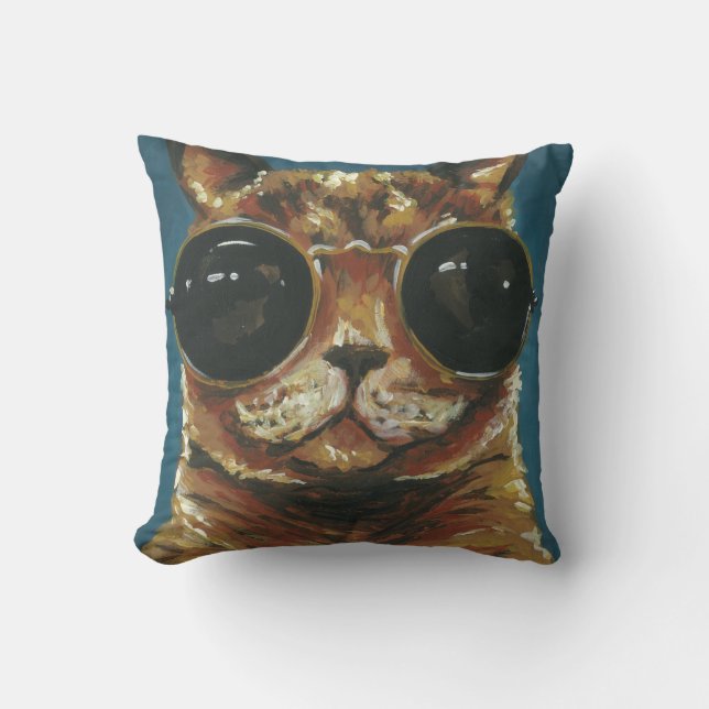 Dapper Animal | Kitty In Sunglasses Cushion (Front)