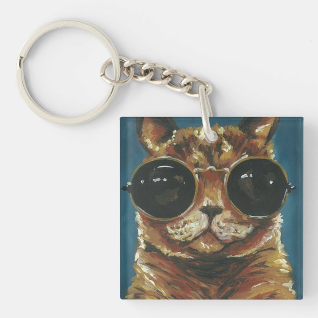 Dapper Animal | Kitty In Sunglasses Key Ring (Front)