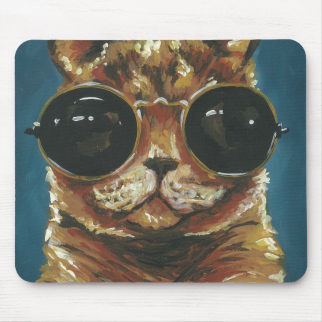 Dapper Animal | Kitty In Sunglasses Mouse Pad (Front)