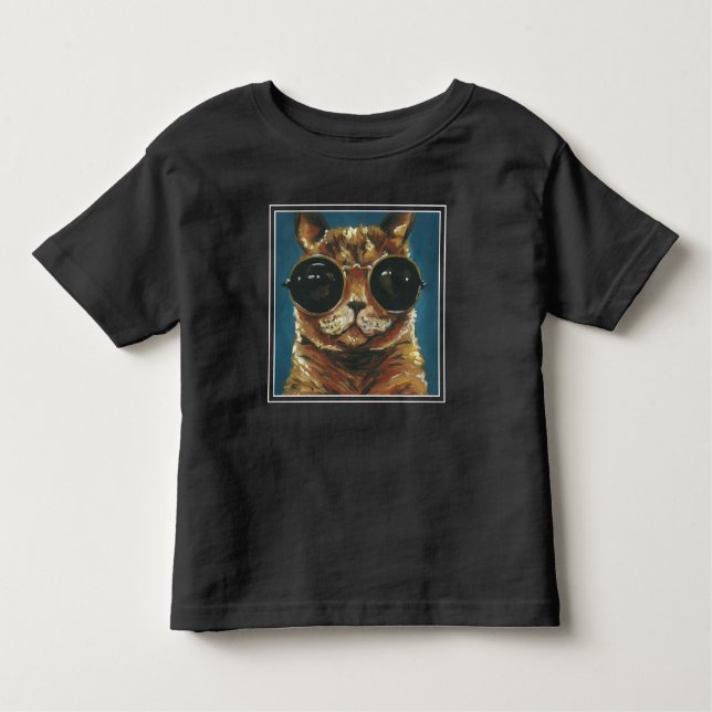 Dapper Animal | Kitty In Sunglasses Toddler T-Shirt (Front)