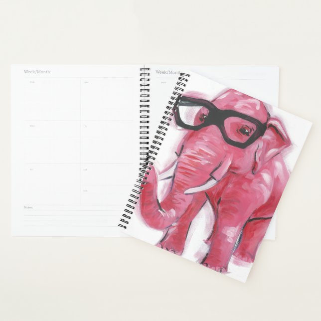 Dapper Animal | Pink Elephant In Eyeglasses Planner (Display)