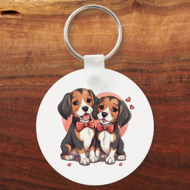 Dapper Beagle Dogs Art Key Ring (Back)
