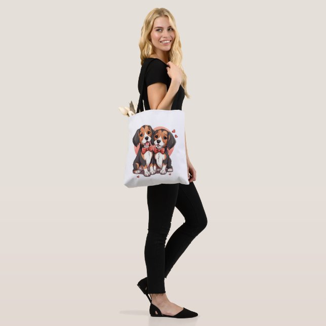 Dapper Beagle Dogs Art Tote Bag (On Model)