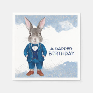 Dapper Boy Bunny in a Blue Suit Party Napkin