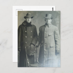 Dapper Brothers in Overcoats RPPC B&W Photo Image Postcard