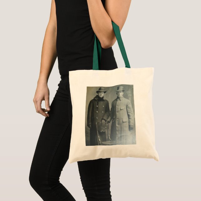 Dapper Brothers in Overcoats RPPC B&W Photo Image Tote Bag (Front (Product))