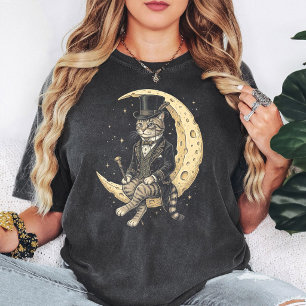 Dapper Cat Moon Gentleman Art T-Shirt