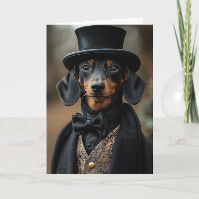 Dapper Dachshund in Elegant Victorian Attire Invitation (Front)