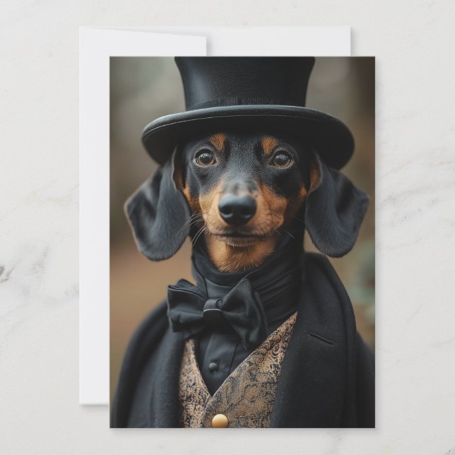 Dapper Dachshund in Elegant Victorian Attire Invitation (Front)