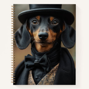 Dapper Dachshund in Elegant Victorian Attire Notebook