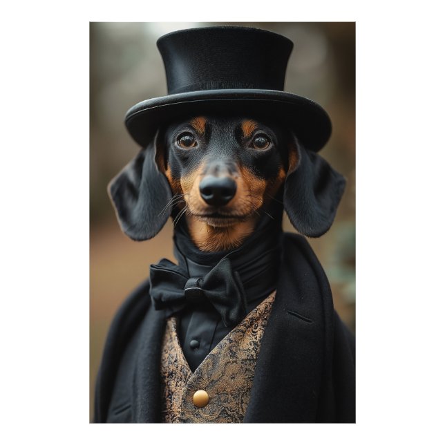 Dapper Dachshund in Elegant Victorian Attire Photo Print (Front)