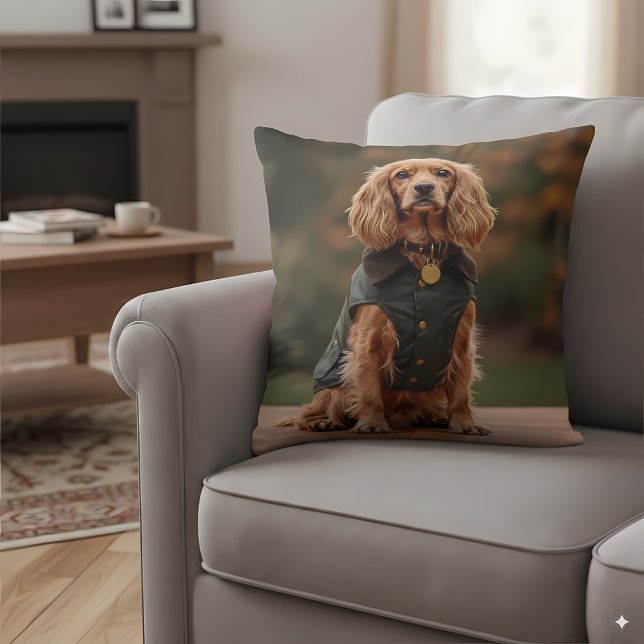 Dapper Dachshund in Green Coat Cushion (Creator Uploaded)