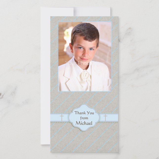 Dapper Diagonal Stripes, Religious Photo Card (Front)