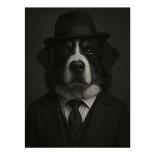 Dapper Dog in Suit and Hat - Vintage Canine Poster