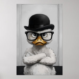 Dapper Duck with Glasses and Bowler Hat Art Print