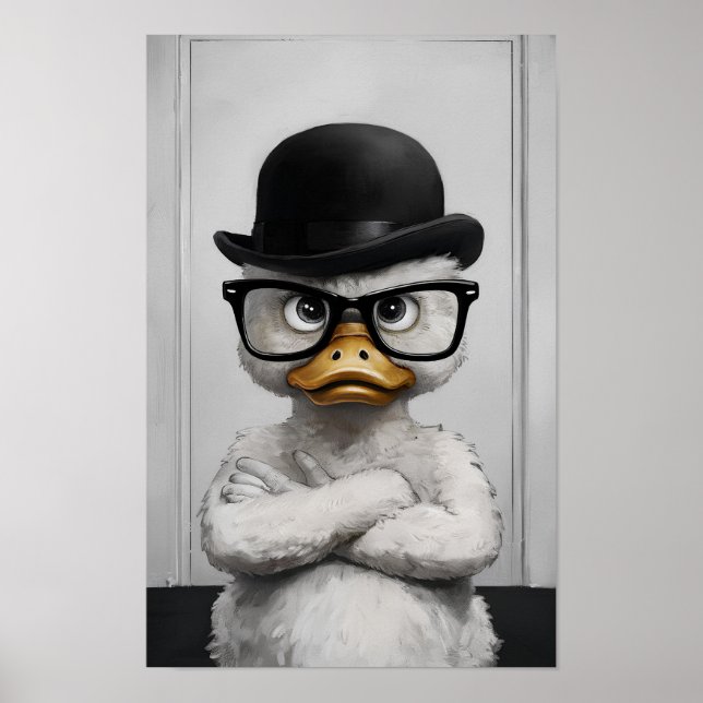 Dapper Duck with Glasses and Bowler Hat Art Print (Front)