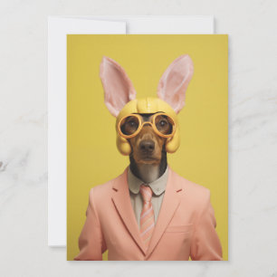 Dapper Easter Bunny Dog Invitation