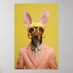 Dapper Easter Bunny Dog Poster