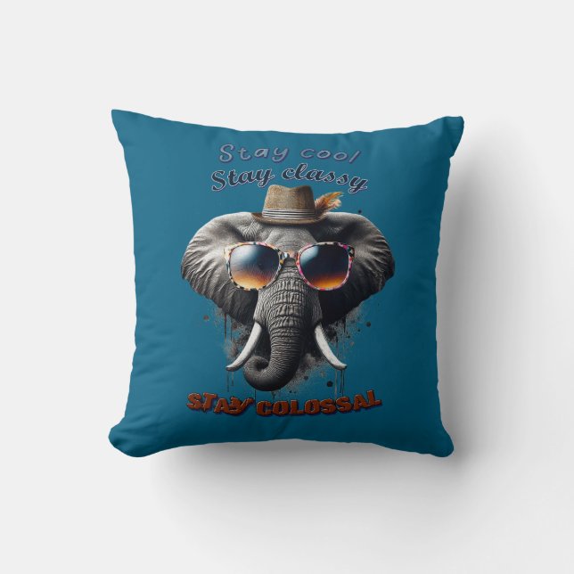 Dapper Elephant: Urban Cool Throw Pillow (Front)