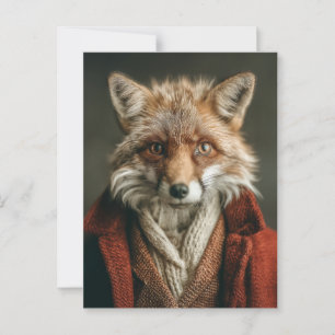 Dapper Fox in Cosy Style Postcard