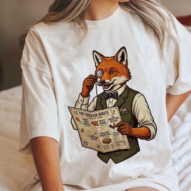 Dapper Fox With Monocle And Chicken Menu Tri-Blend Shirt (Creator Uploaded)