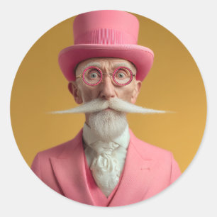 Dapper Gentleman in Pink Classic Round Sticker