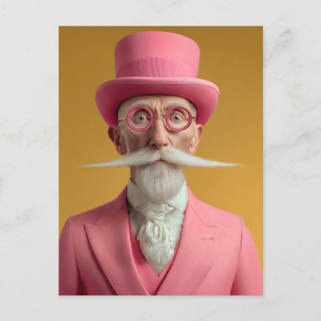 Dapper Gentleman in Pink Invitation Postcard (Front)