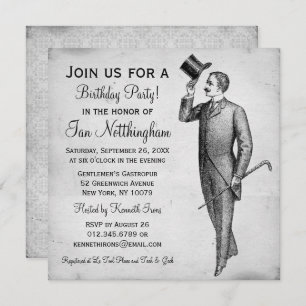 Dapper Gentleman's Birthday Party Invitations