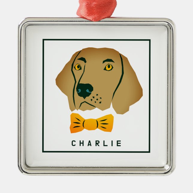 Dapper Golden Retriever Dog Custom Metal Ornament (Front)