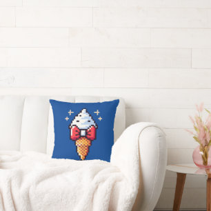Dapper Ice Cream - Cute Pixel Art Dessert Design Cushion
