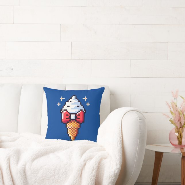Dapper Ice Cream - Cute Pixel Art Dessert Design Cushion (Couch)