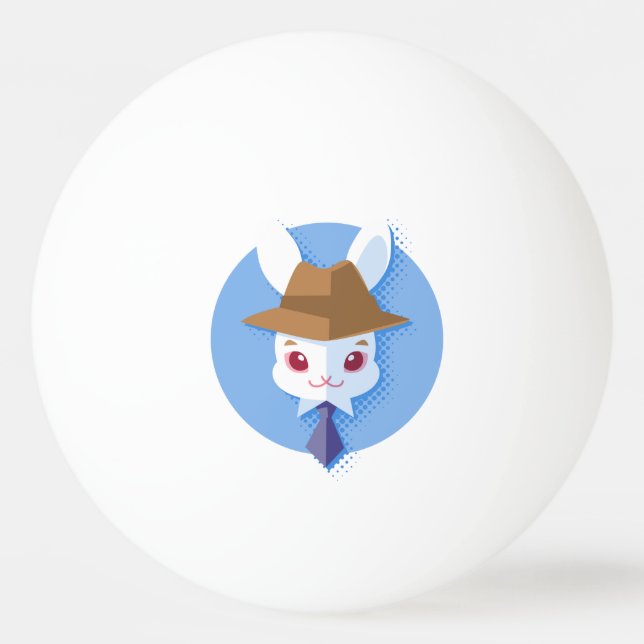 Dapper Kawaii White Rabbit Ping Pong Ball (Front)