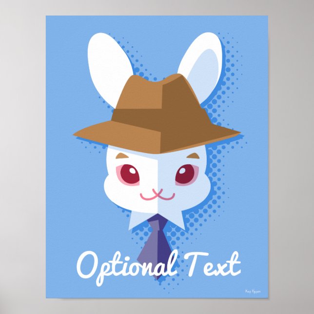 Dapper Kawaii White Rabbit Poster (Front)