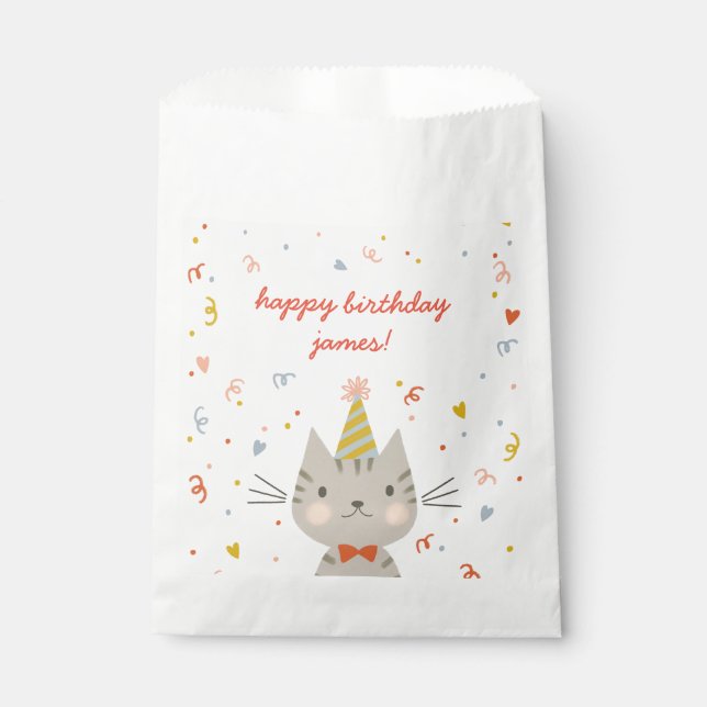 Dapper Kitty Birthday Party Favour Bag (Front)