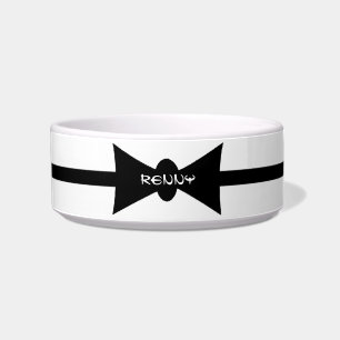 Dapper Kitty Black BowTie Personalised Bowl