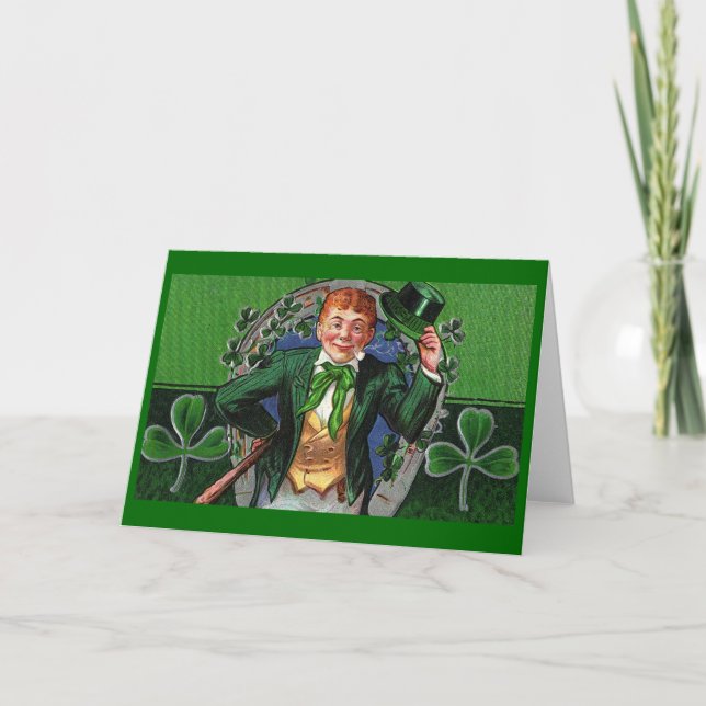 Dapper Leprechaun Vintage St. Patrick's Day Card (Front)