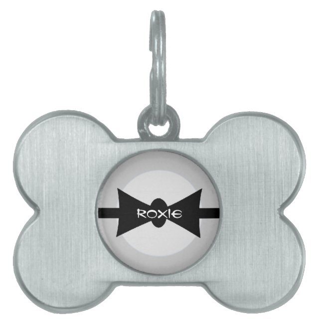Dapper Pet Black Bow Tie Pet ID Tag (Front)