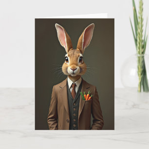Dapper Rabbit Portrait Art Card