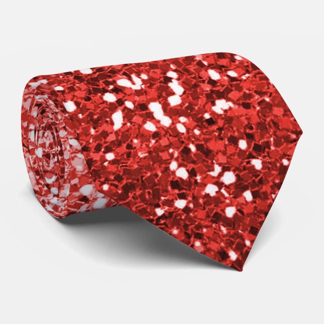 Dapper Red Ombre Sparkle Neck Tie  (Rolled)