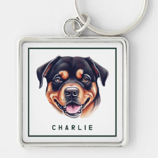 Dapper Rottweiler Pup Personalised Key Ring