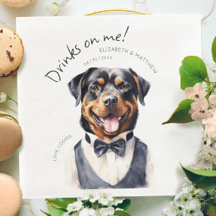 Dapper Rottweiler Waiter Watercolor Customisable Napkin