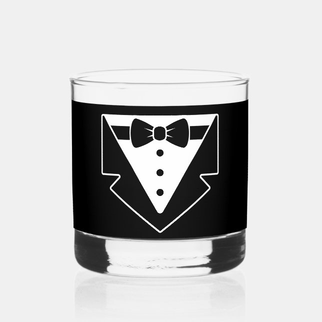 Dapper Sips – Tuxedo Rocks Glass (Front)