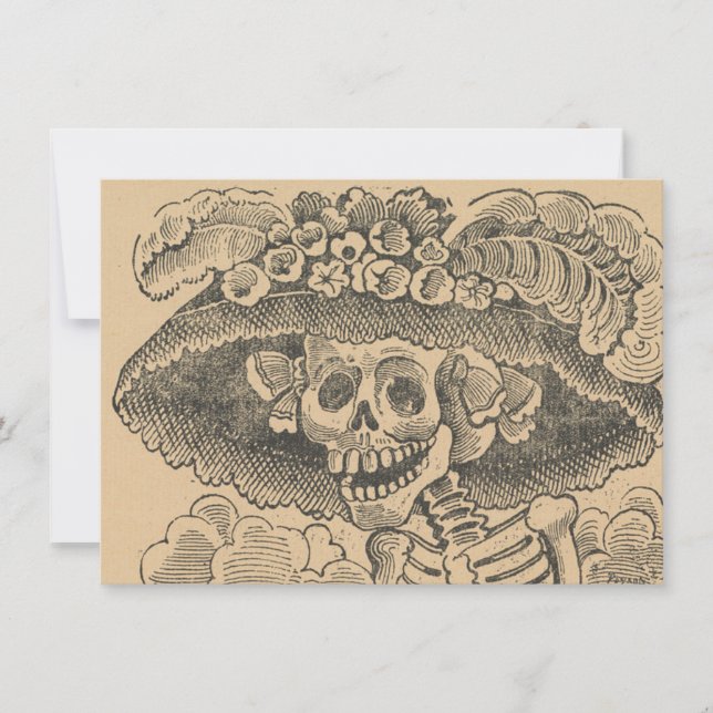 Dapper Skeleton (Calavera Catrina) (Elegant Skull) Card (Front)