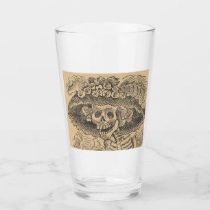 Dapper Skeleton (Calavera Catrina) (Elegant Skull) Glass