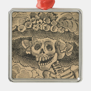 Dapper Skeleton (Calavera Catrina) (Elegant Skull) Metal Ornament