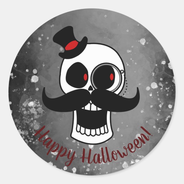 Dapper Skull Classic Round Sticker (Front)