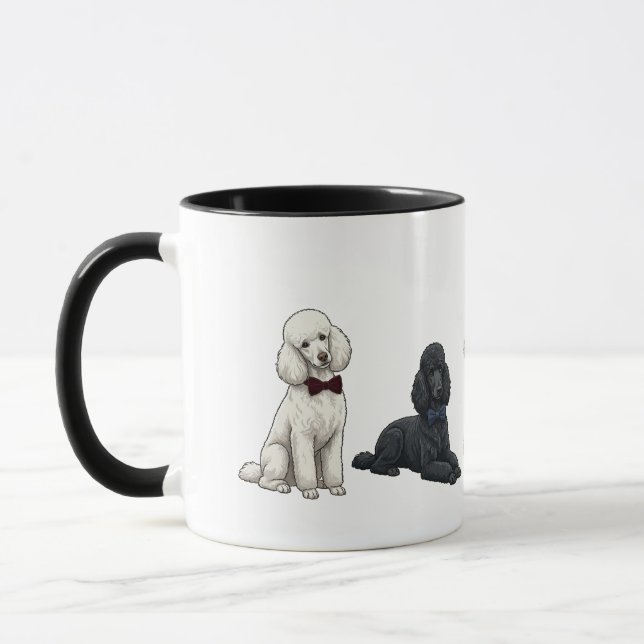Dapper Standard Poodles Bow Tie Dog Coffee Mug (Left)
