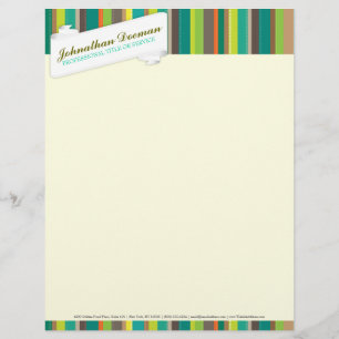 Dapper Stripes Retro Teal - Custom Letterhead