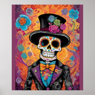 Dapper Sugar Skull Skeleton: Day of the Dead  Poster