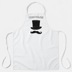Dapper top hat and moustache cooking apron for men